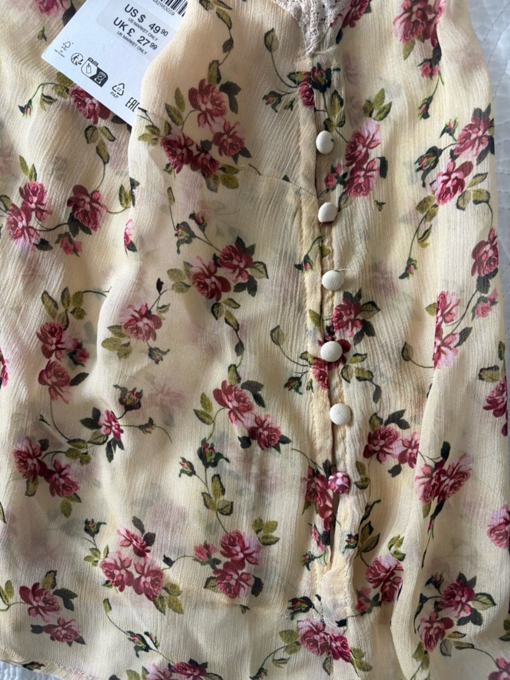 Zara XL Floral Lace-Trim V-Neck Camisole NWT - Picture 13 of 14